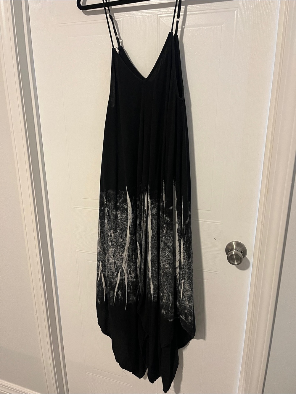 Mona B Black Maxi Dress with White Dip-Dye Hem